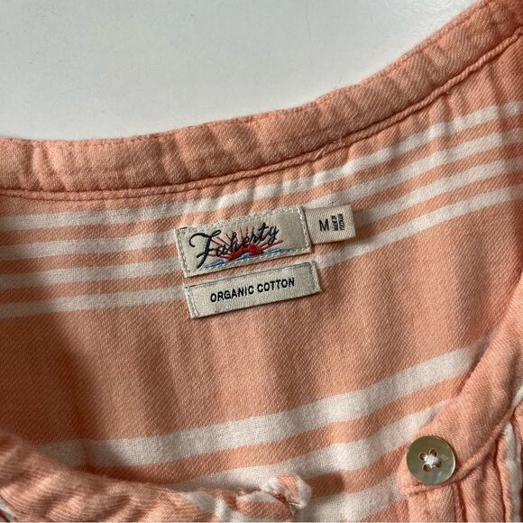 Faherty Isha Dress Coral Stripe Medium - Picture 4 of 7